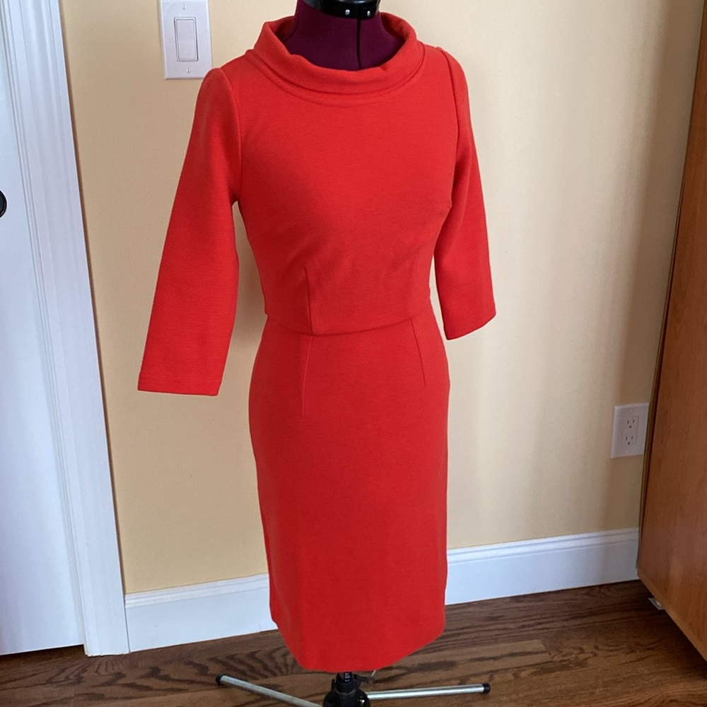 BODEN RIBBED COTTON BLEND CORAL RED ZOE PONTE DRESS WH717 - SIZE US 2, NEW